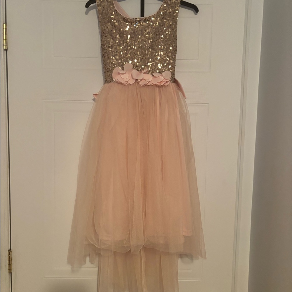 Sparkling Sequin Kids Dress with Tulle Skirt